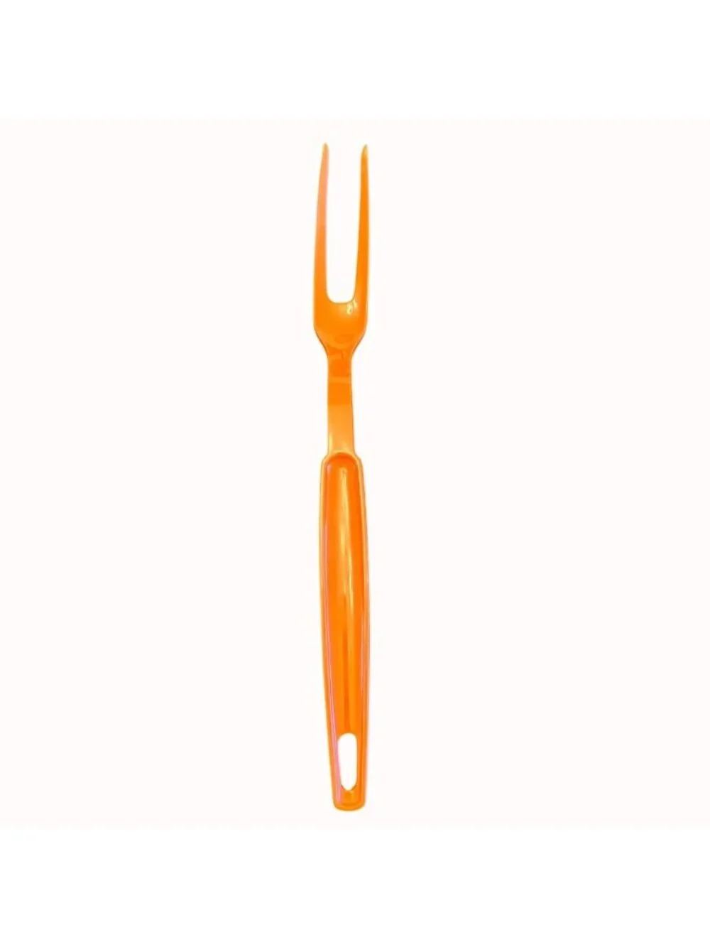 Vintage Ekco Meat Fork Orange Plastic Handle Retro MCM Kitchen Serving Utensil